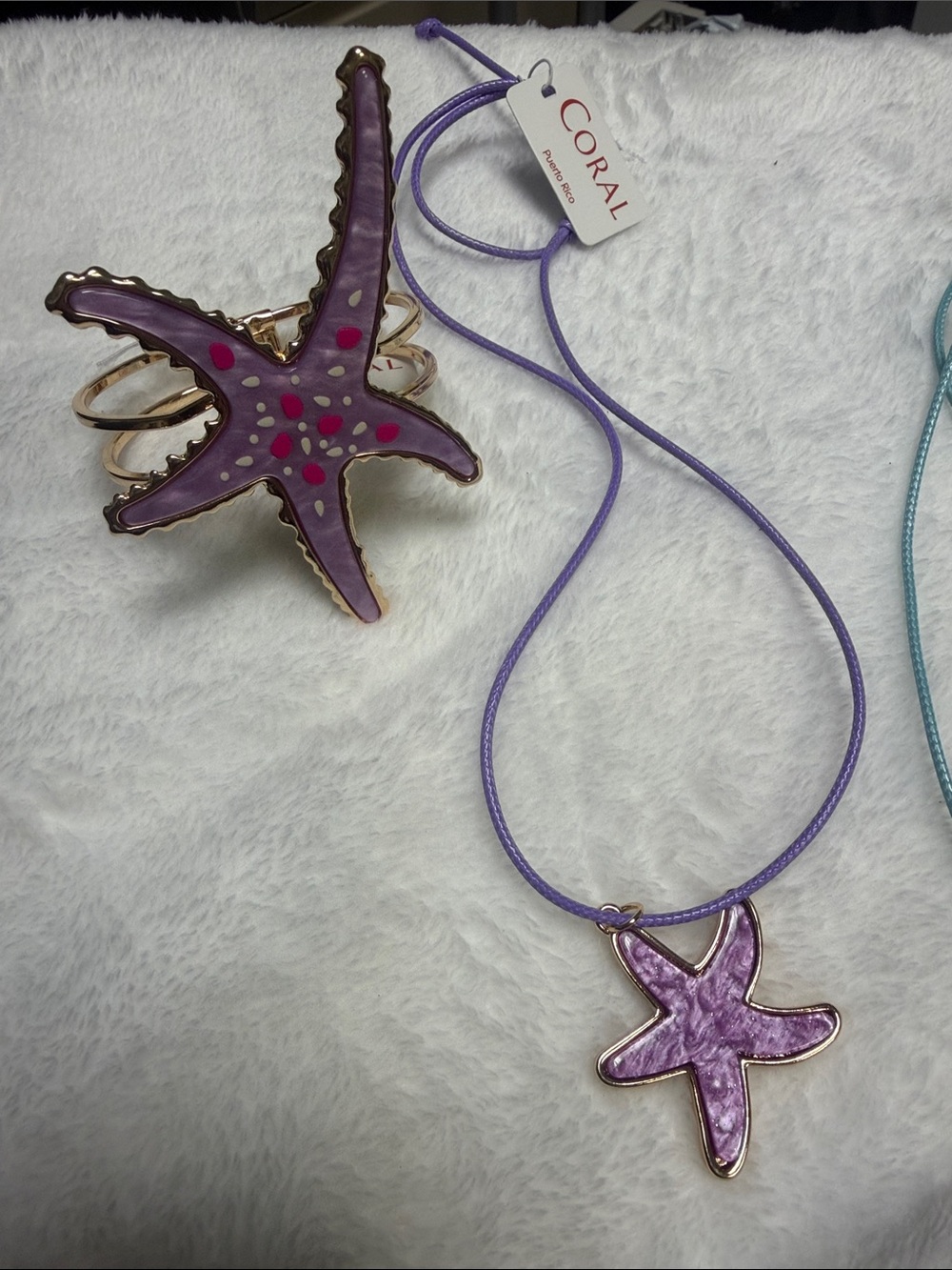 Corral Lavender Starfish Necklace and Bracelet Set